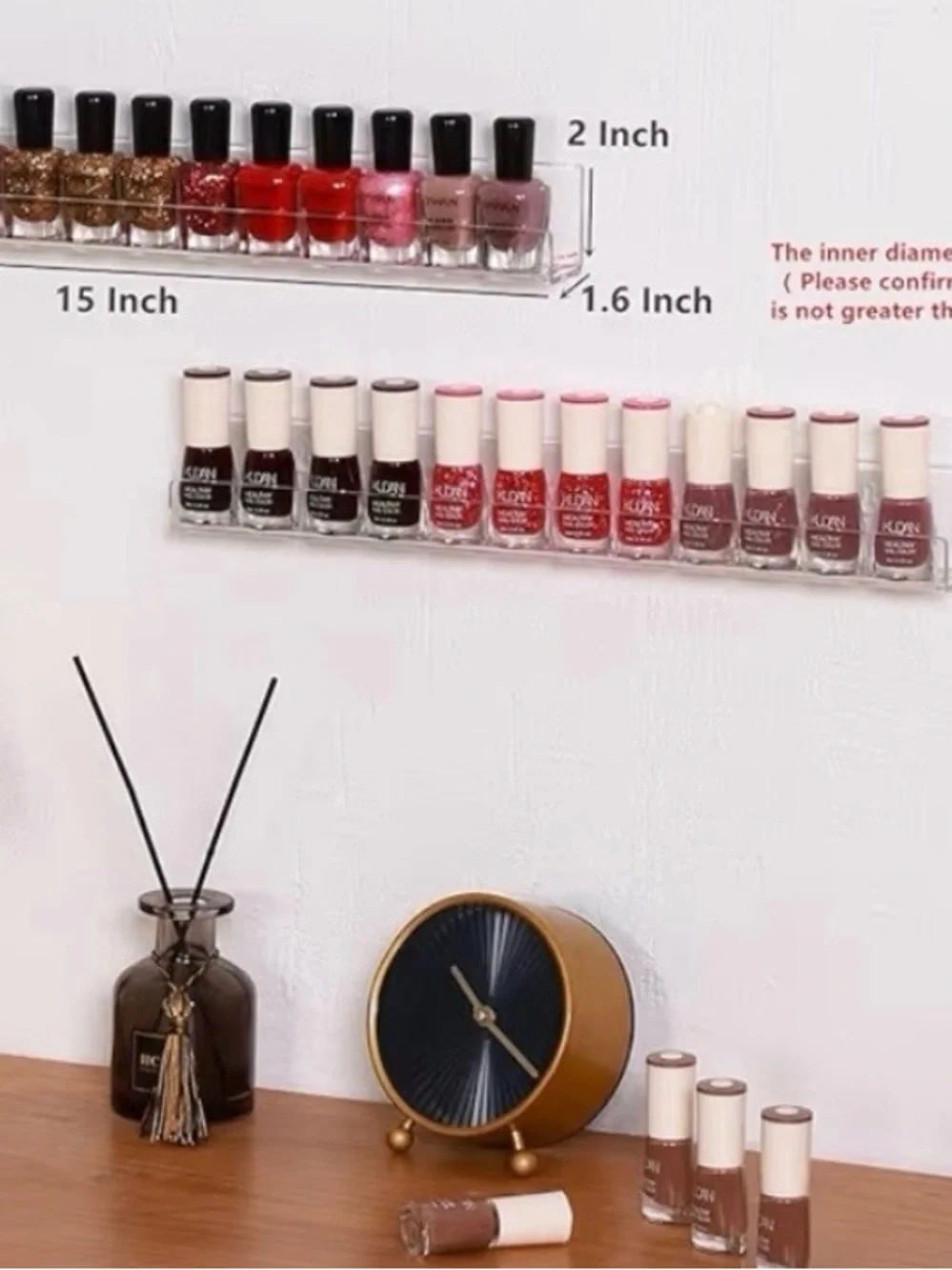 2 Wall Mounted Nail Polish Shelves
